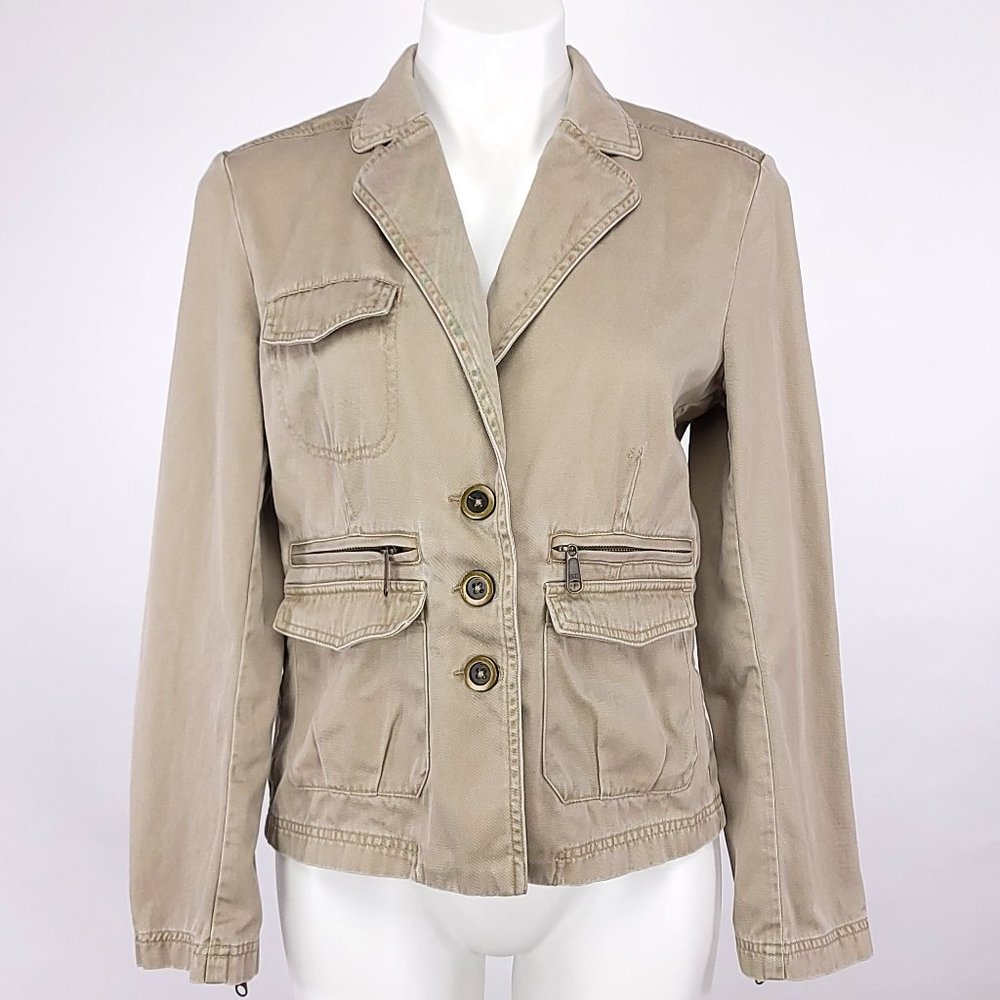 The Limited Utility Safari Military Blazer Jacket Womens Tan Cargo Pocket M